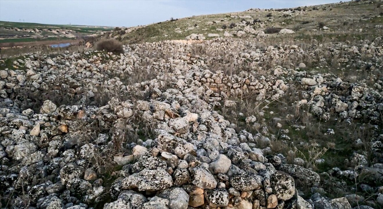 Adıyaman'ın Besni ilçesinde, 1500 yıllık olduğu değerlendirilen yapı kalıntılarının bulunduğu...