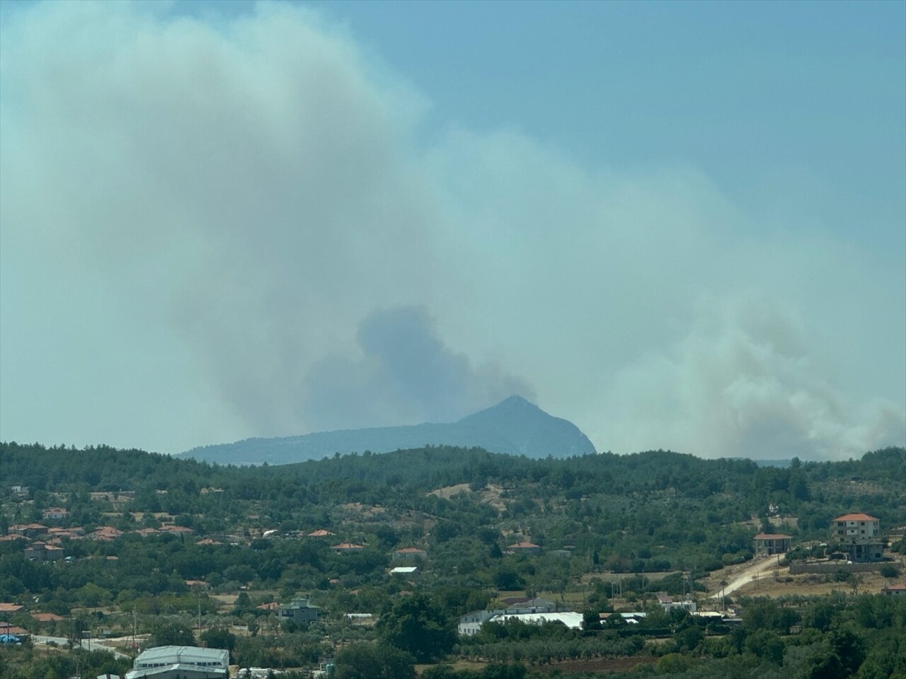 Muğla'nın Menteşe ilçesinde ormanlık alanda çıkan yangına havadan ve karadan müdahale...