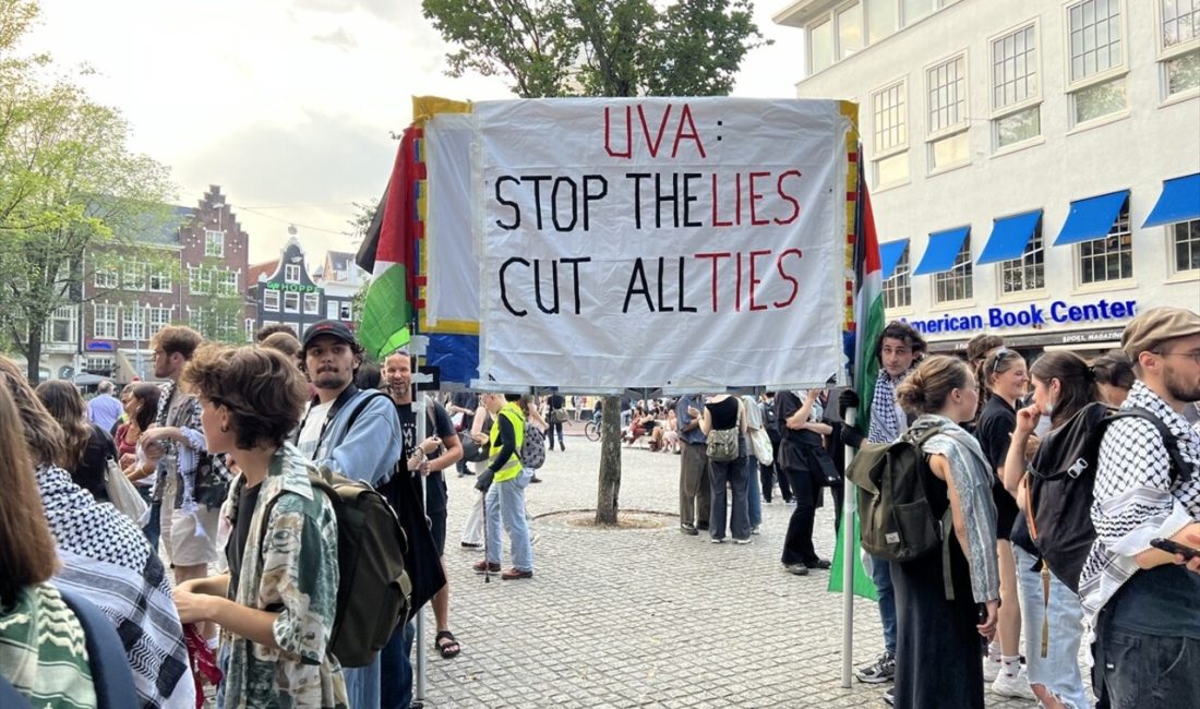 Hollanda'daki üniversitelerde öğrenciler, Filistin'e