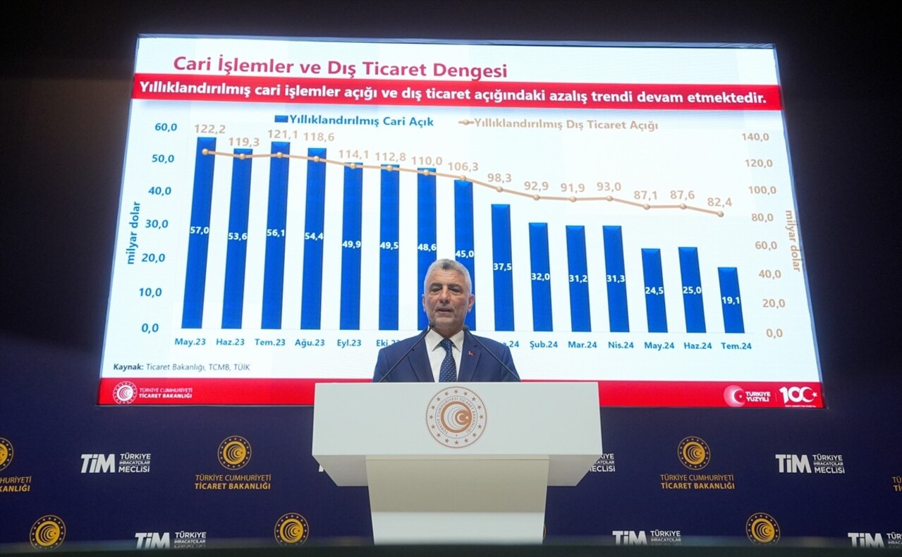 Ankara'da, Ticaret Bakanlığı Konferans Salonu'nda, Eylül 2024 dış ticaret rakamları hakkında basın...