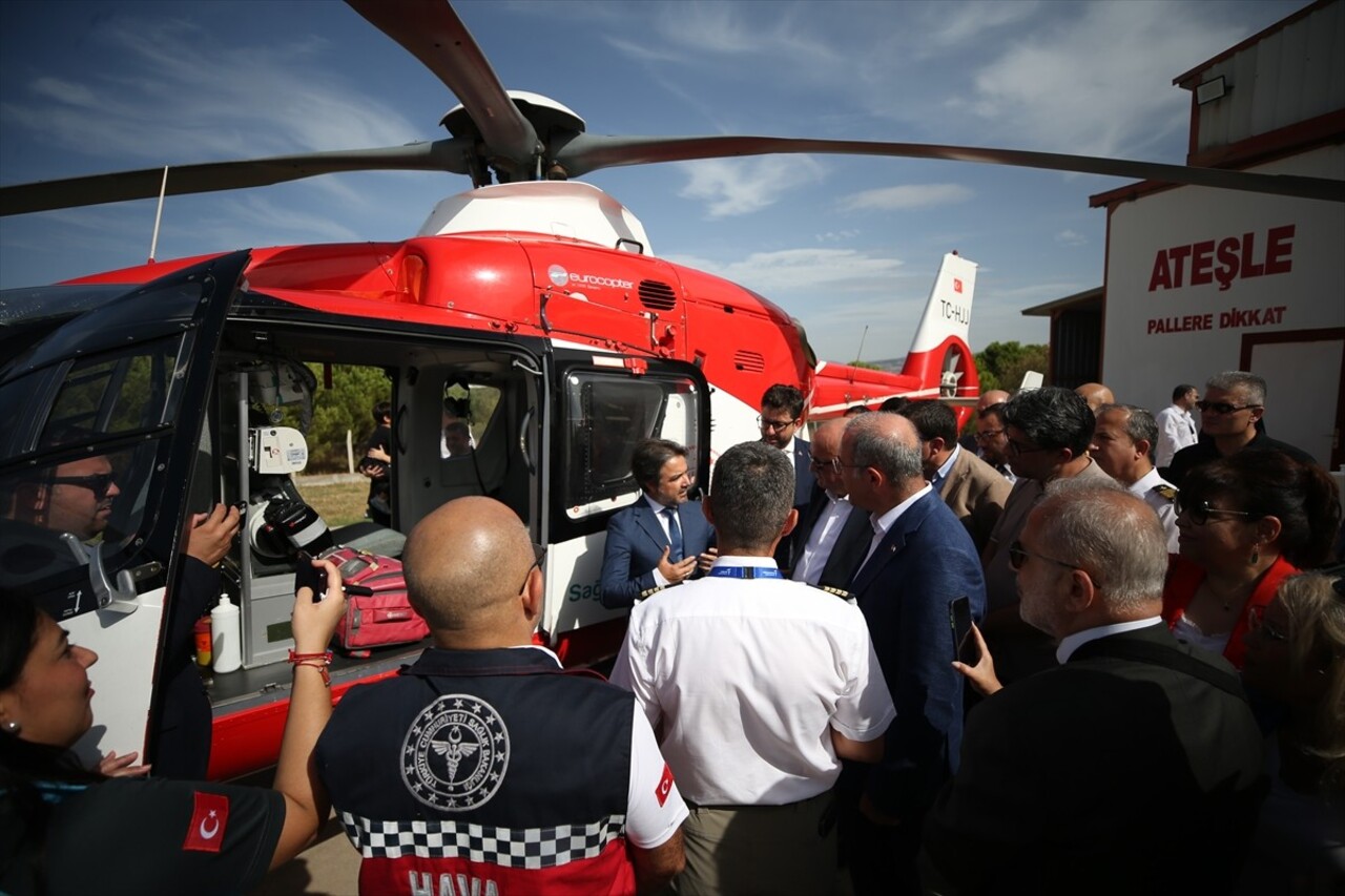 Sağlık Bakanlığınca, Çanakkale İl Sağlık Müdürlüğüne tahsis edilen helikopter ambulansın hizmete...