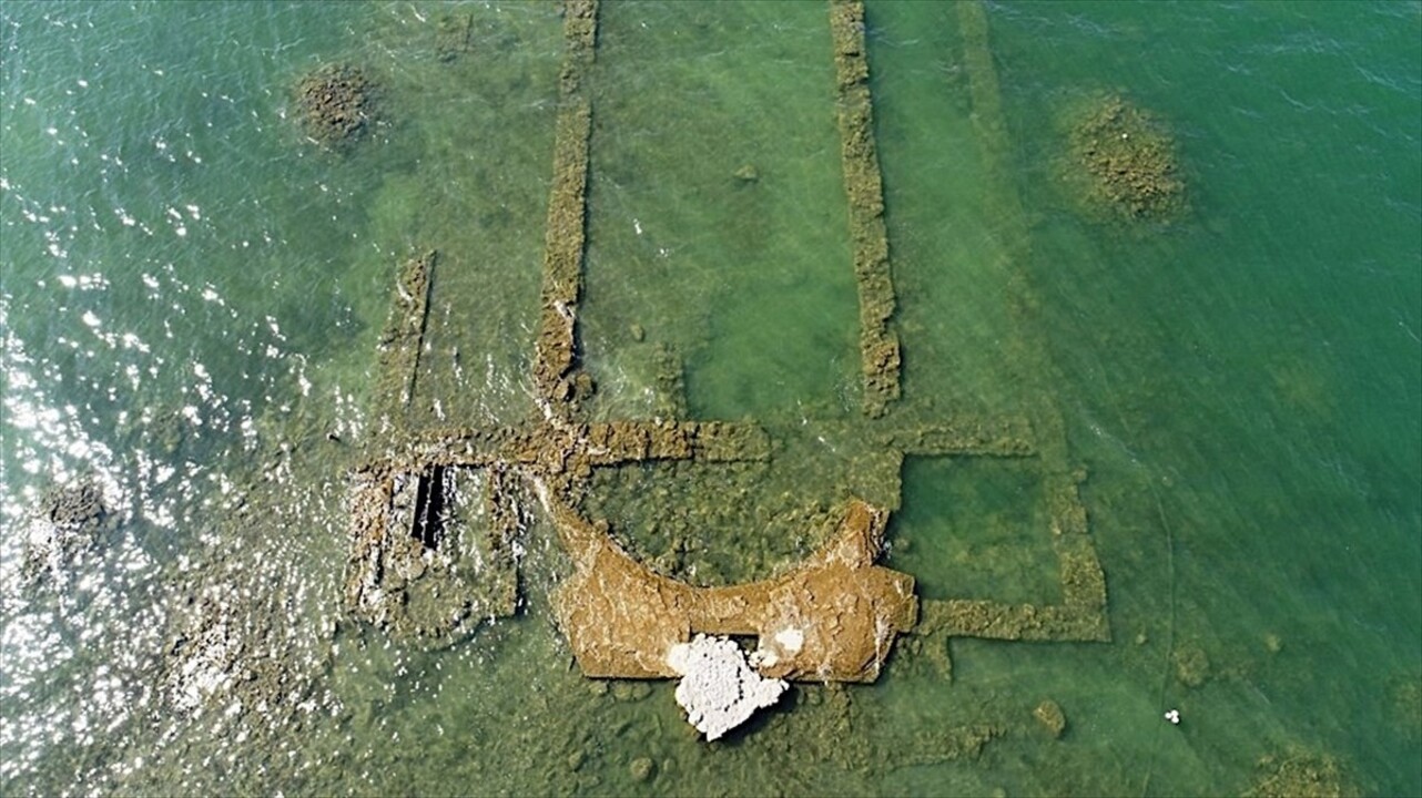 Bursa'nın İznik ilçesinde, 10 yıl önce göl kıyısının 20 metre açığında 1,5-2 metre derinlikte...