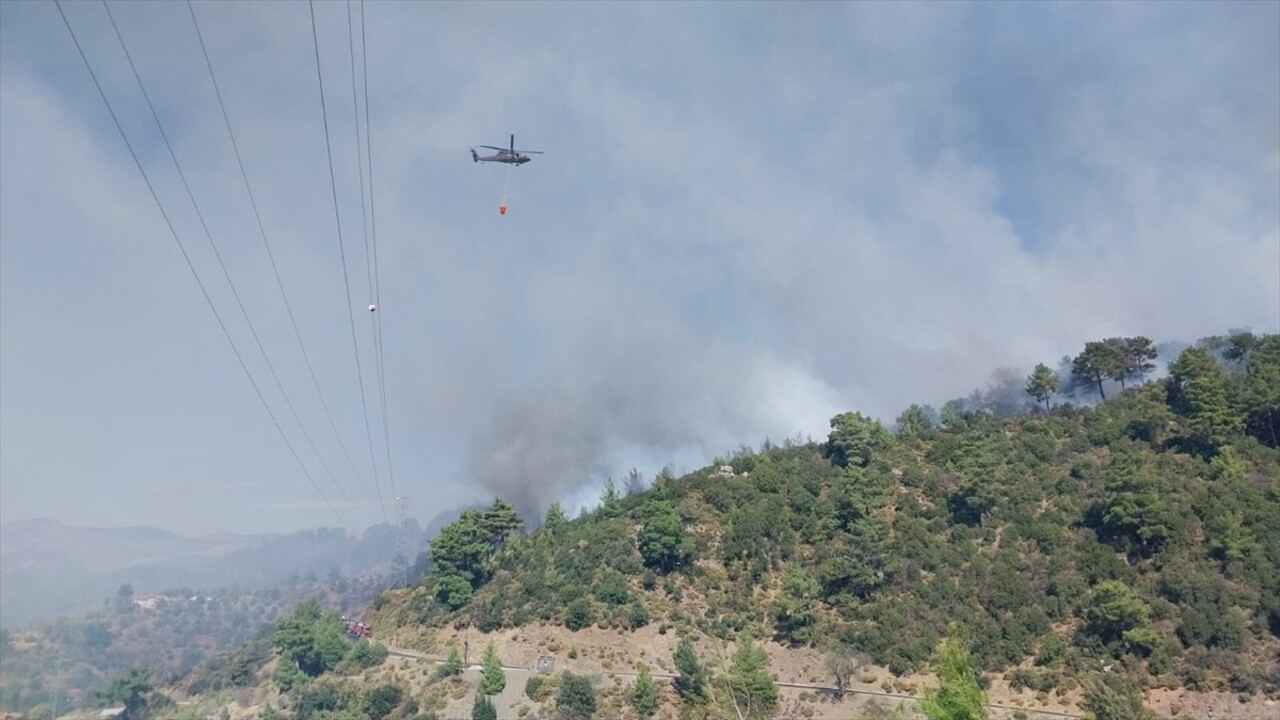 Muğla'nın Dalaman ilçesi Taşbaşı Mahallesi'nde çıkan orman yangınına havadan ve karadan müdahale...