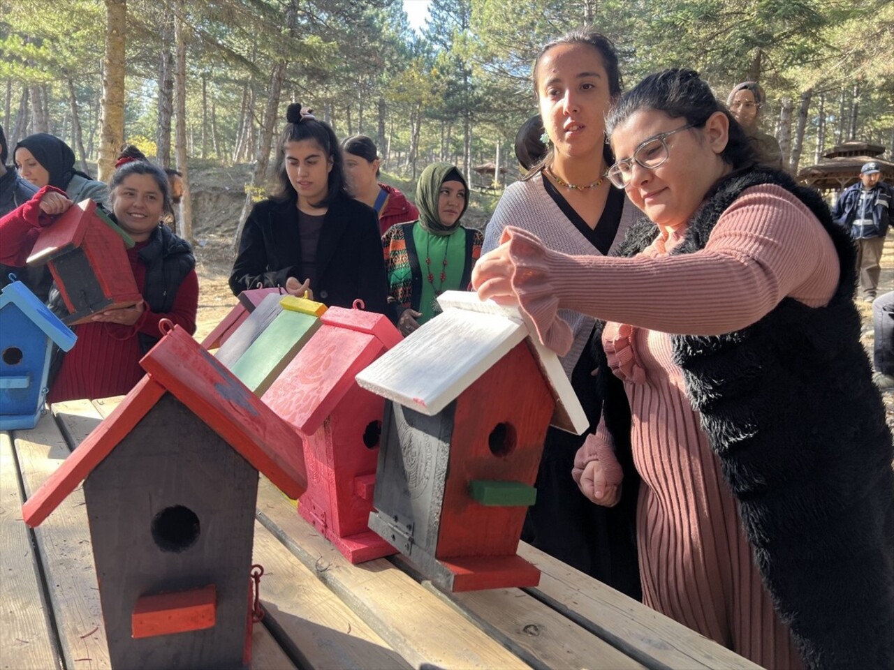 Çorum Belediyesi Engelli Eğitim Merkezi'nde eğitim gören öğrencilerin boyadığı 16 kuş evi, Sıklık...