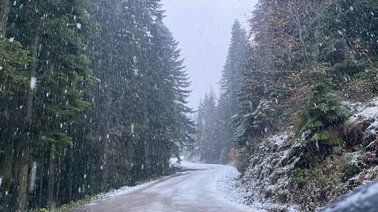 Karabük'ün Safranbolu ilçesinin yüksek kesimlerine kar yağdı.