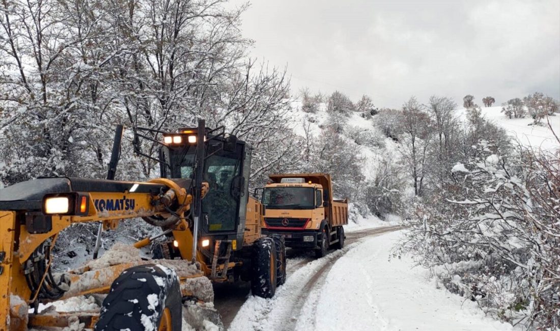 Amasya'da etkili olan kar,