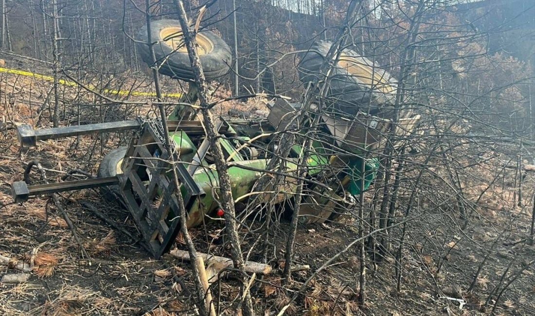 Göynük'te devrilen traktördeki sürücü